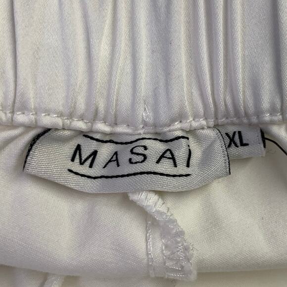 MASAI Size XL White Cotton Blend Elastic Waistband Ankle Zip Casual Pants - Picture 4 of 5